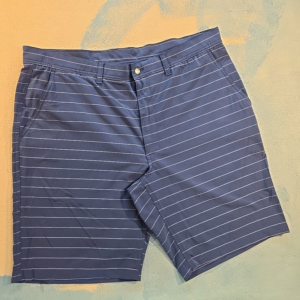 FootJoy‎ FJ Golf Shorts Mens W38 Blue Stripe Performance Stretch Flat Front 10"